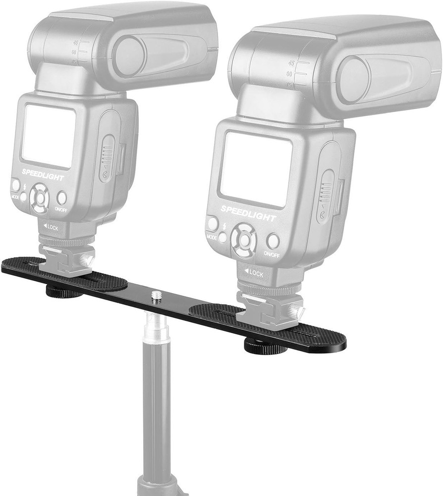 Versatile 10.6'' Dual Camera Flash Bracket with Adjustable Length