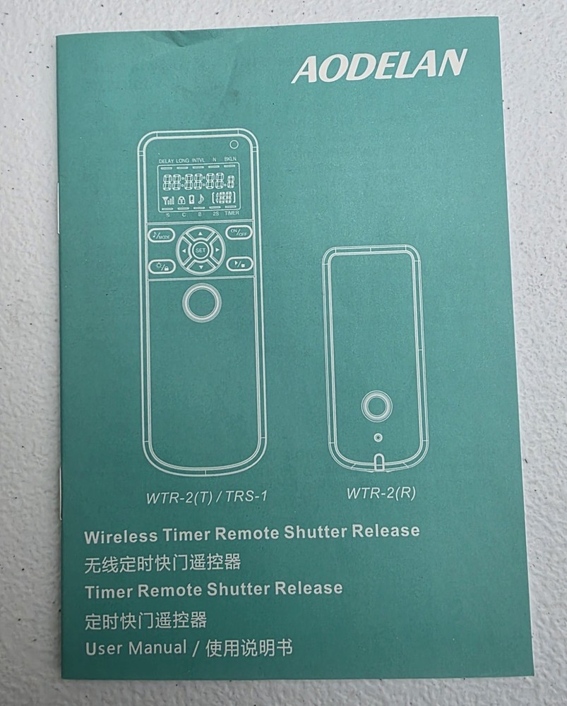 Open Box New Aodelan WTR-2 Wireless Timer Remote Shutter Release For Cameras