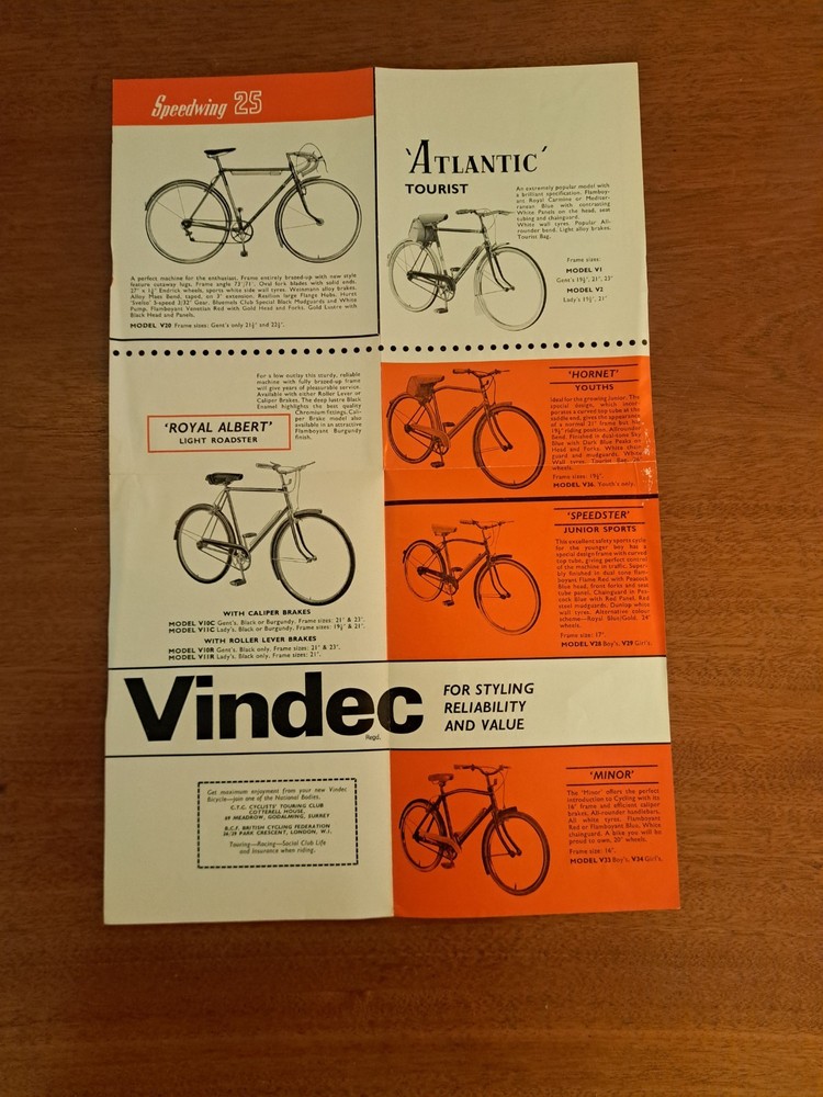 RARE VINTAGE 60'S VINDEC BICYCLES BROUCHURE