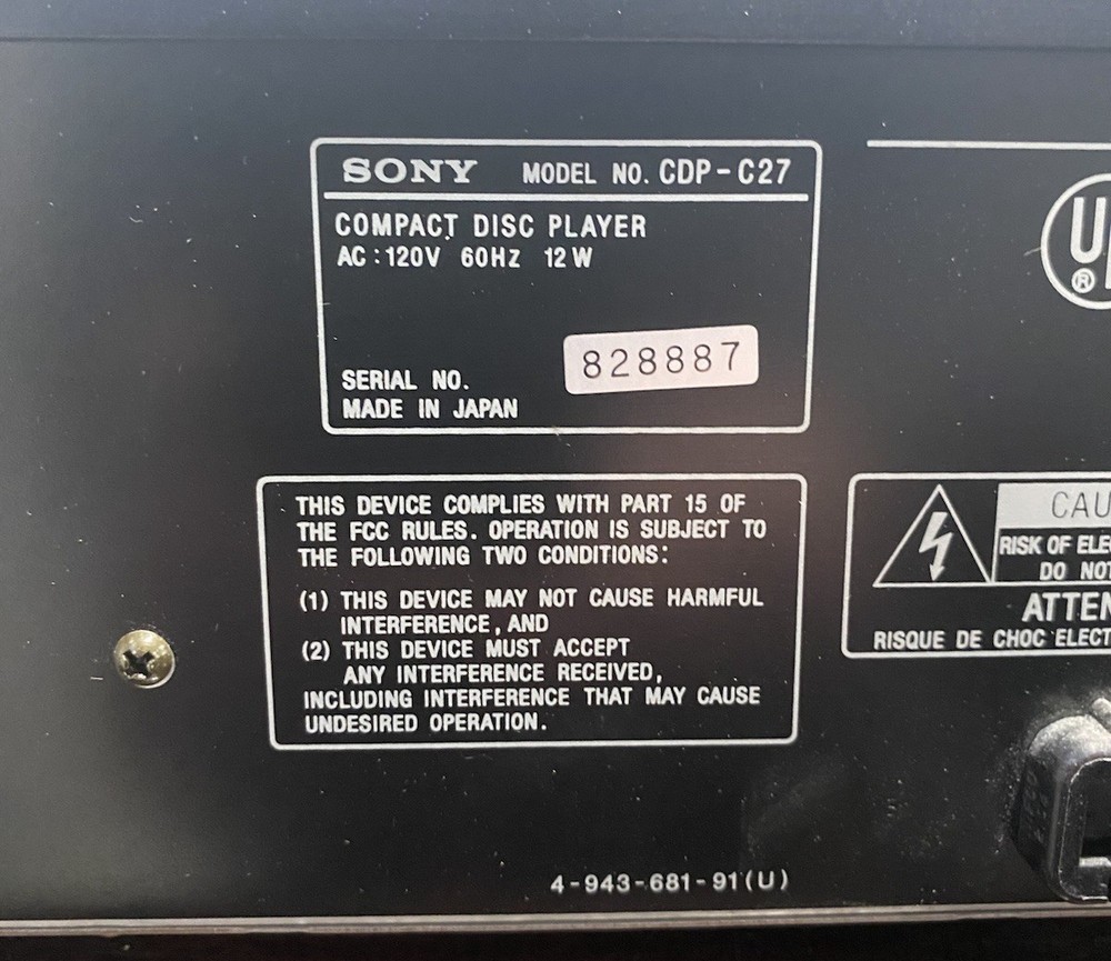 Sony 5 Disc CD Changer CDP-C27 - Working