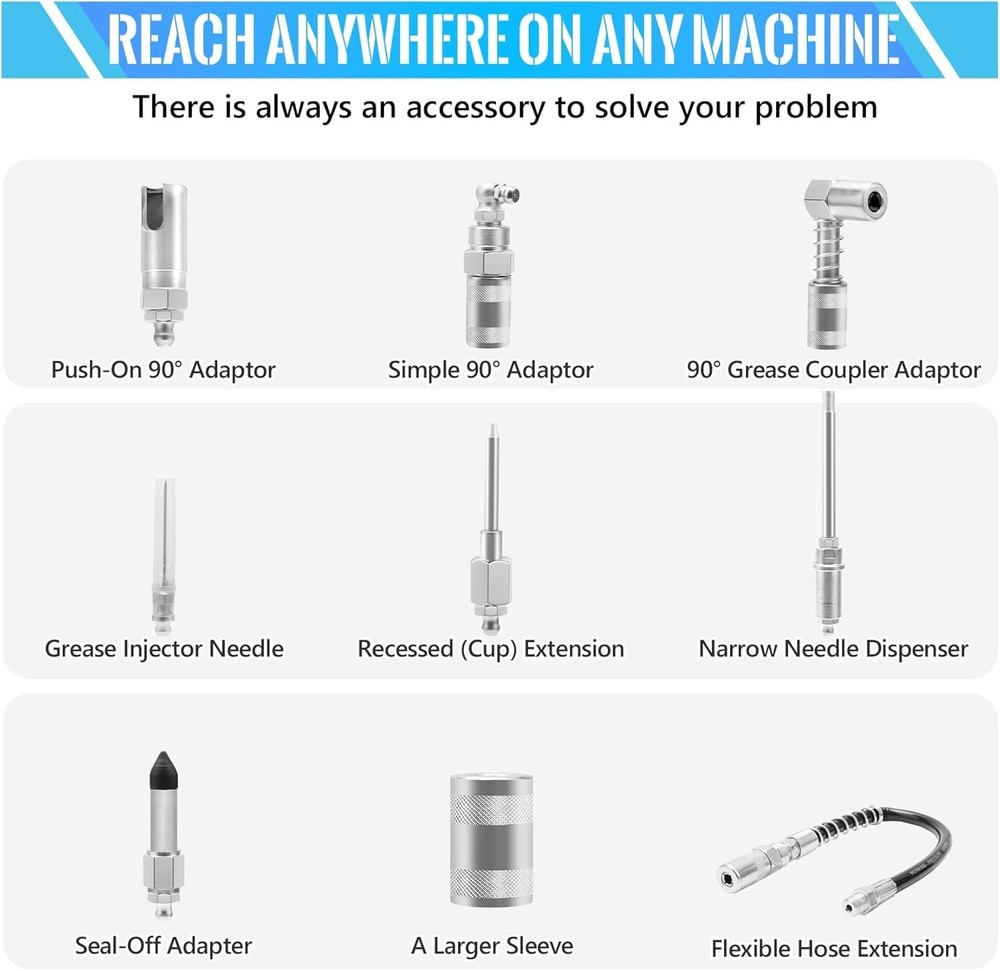 9 PCS Grease Couplers, Quick Connect Greasing Accessory Kit with Grease Tips ...