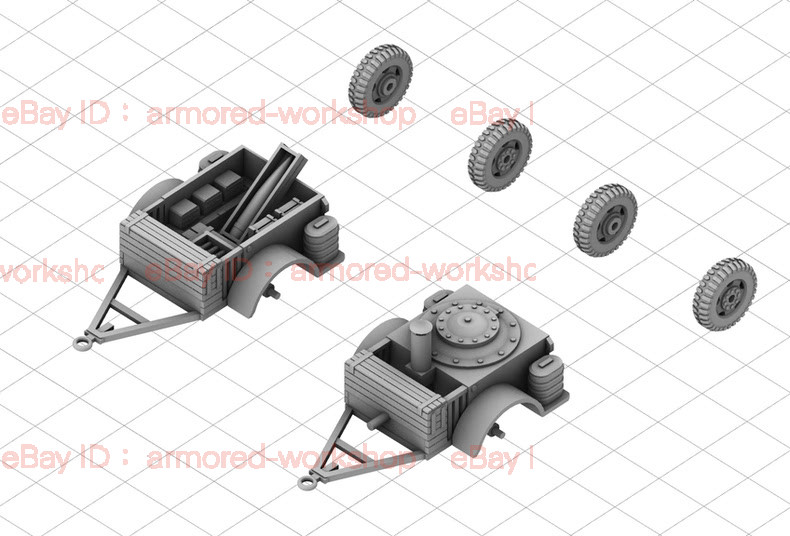 3D Printed 1/72 Soviet logistics trailer system unpainted