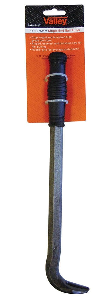 Nail Puller 11" Handle with Rubber Grip Single End Nail Puller