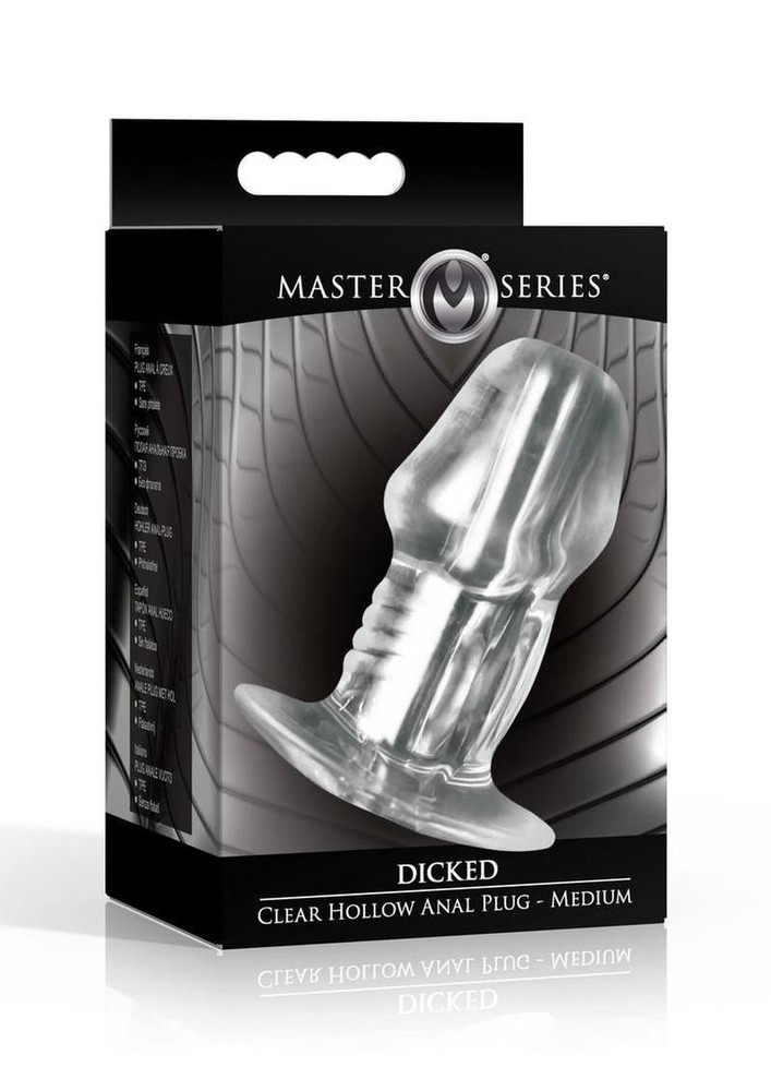 Master Series Dicked Hollow Anal Plug - Medium - Clear