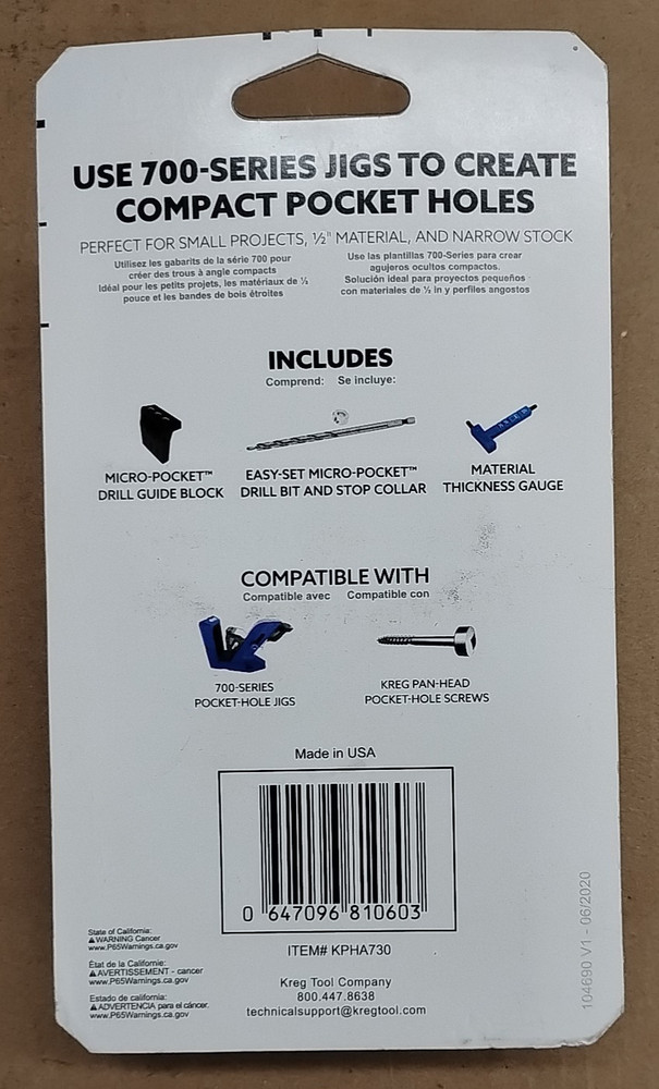 Kreg Micro-Pocket Drill Guide Kit 730 KPHA730