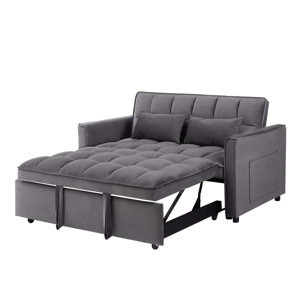 3 in 1 Convertible Sleeper Sofa Pull Out Bed Loveseat Couch Adjustable Backrest