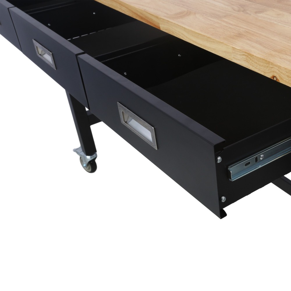 60in Adjustable Work Bench Drawer Storage Heavy Duty Bamboo Wood Work Table