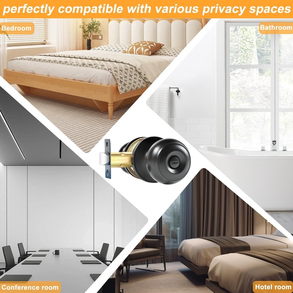 KAMOTA Privacy Door Knobs, 4 Pack Matte Black Heavy-Duty Door Knobs, Interior...