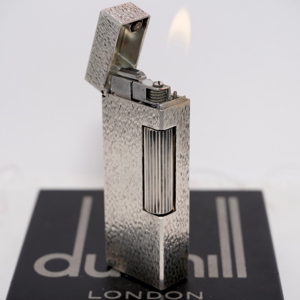 Dunhill Lighter Silver Sand Pattern-Ultrasonically Cleaned_Working