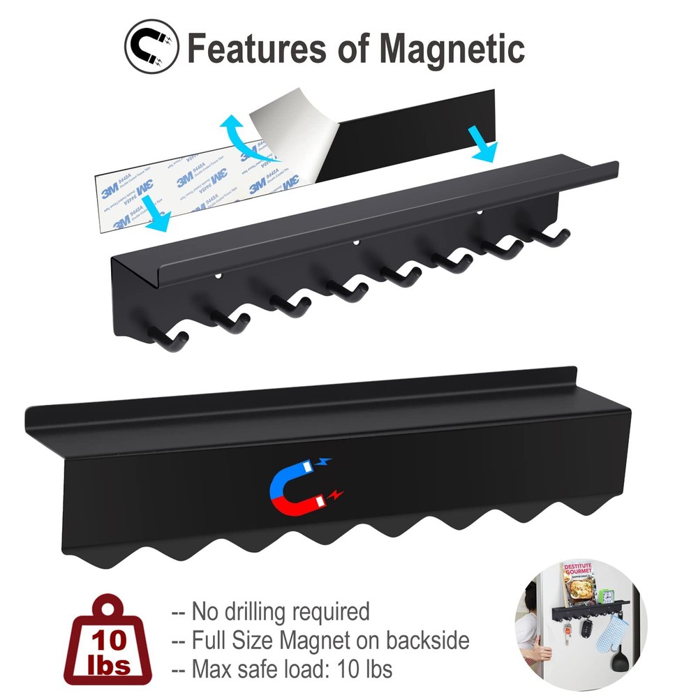 Magnetic Key Hook Mail Organizer for Entryway Refrigerator Kitchen Office