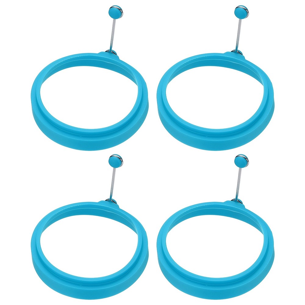 4 Pcs Round Egg Rings, Silicone Egg Pancake Rings Set, Blue