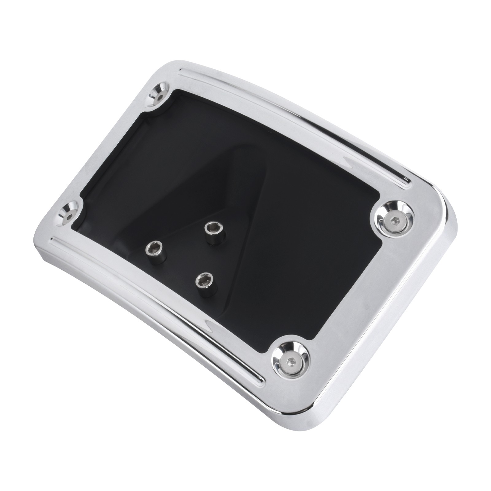 Chrome Curved Laydown License Plate Mount Bracket For Harley Softail Sportster