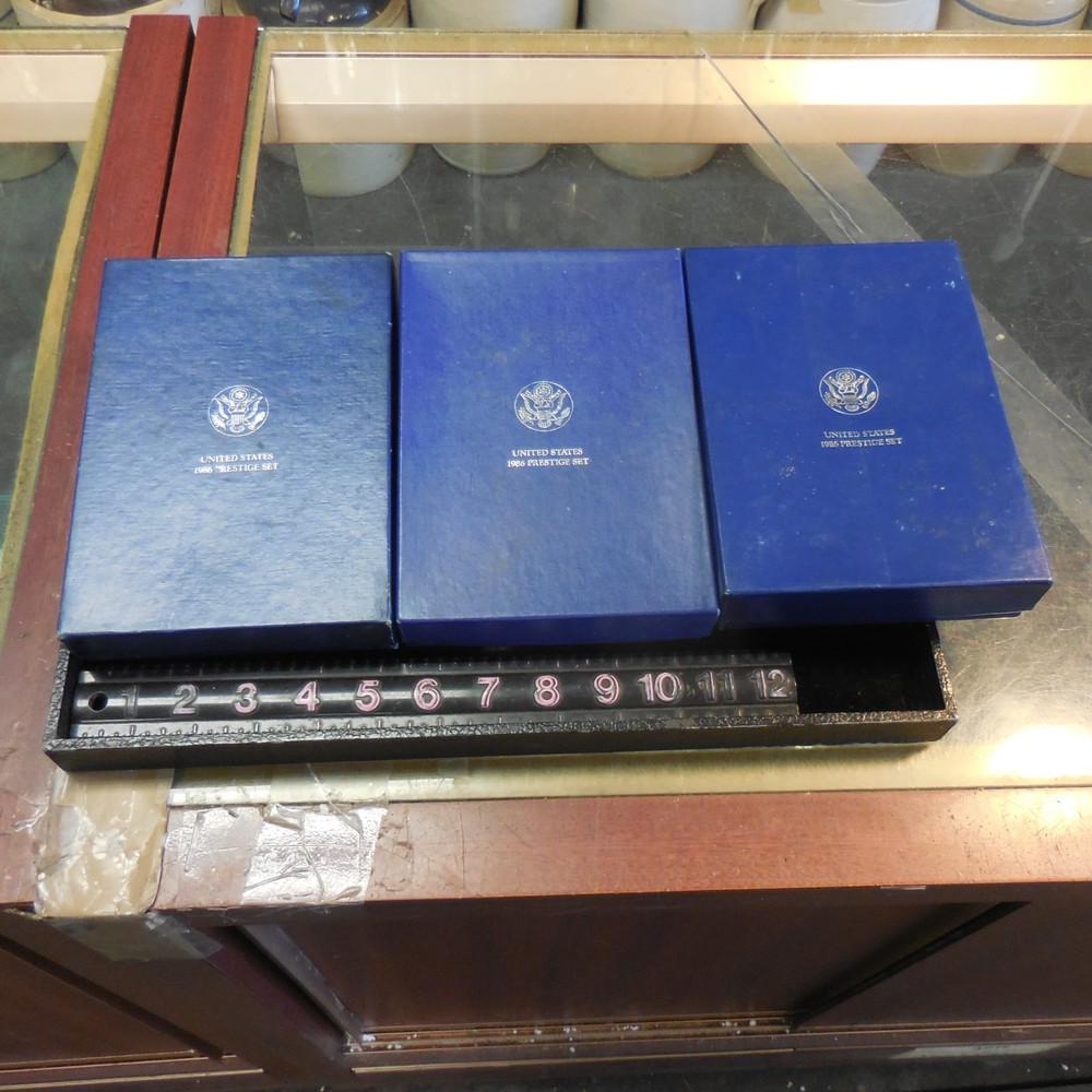 Three 1986s US Mint Prestige Silver Dollar Proof Set in OGP, w/COA