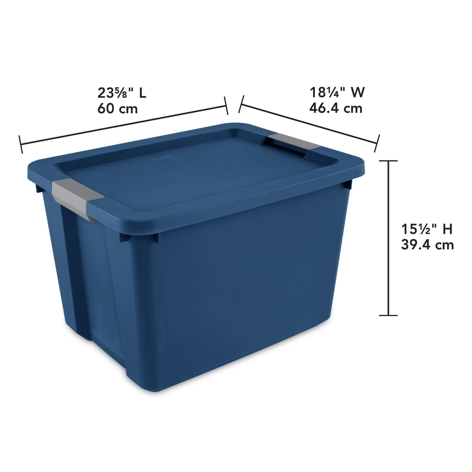 Large Storage Bin, 20 Gallon Plastic Storage Container with Latch Lid, Blue