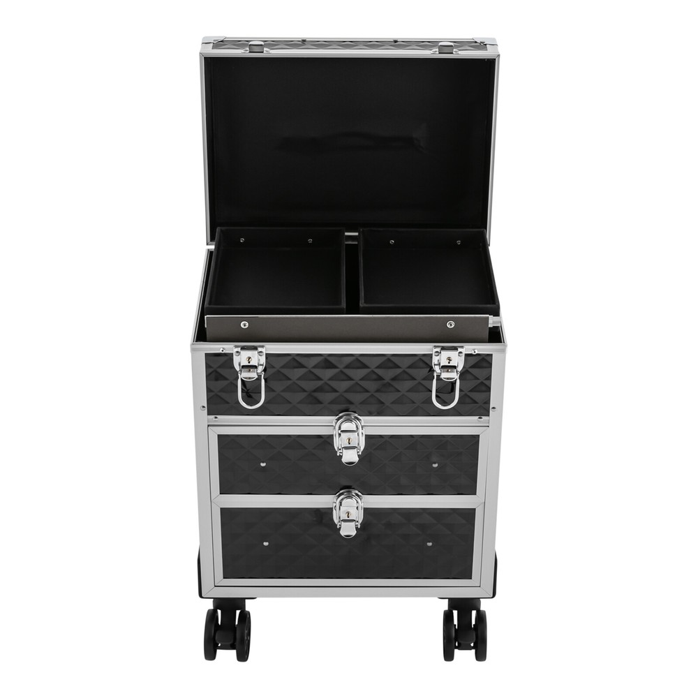 Professional Rolling Makeup Train Case Makeup Storage Organizer Cosmetic Trolley