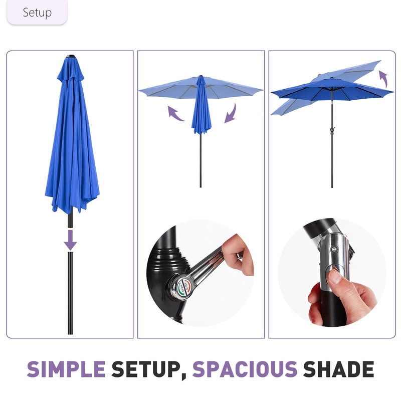 9FT Outdoor Patio Umbrella Outdoor Table Umbrella with Push Button Tilt