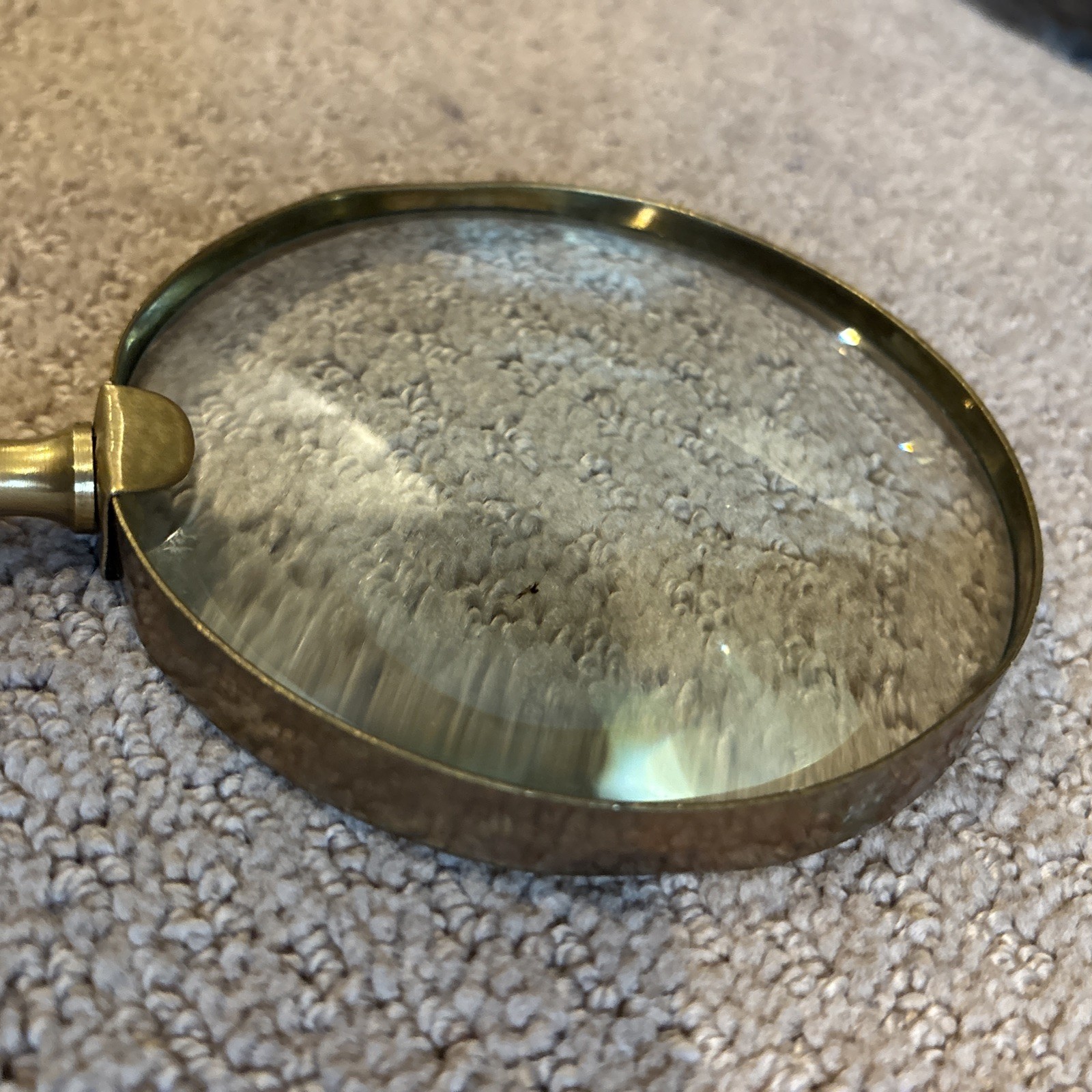 Vintage Handheld Brass Magnifying Glass 5 Inch Lens Gorgeous