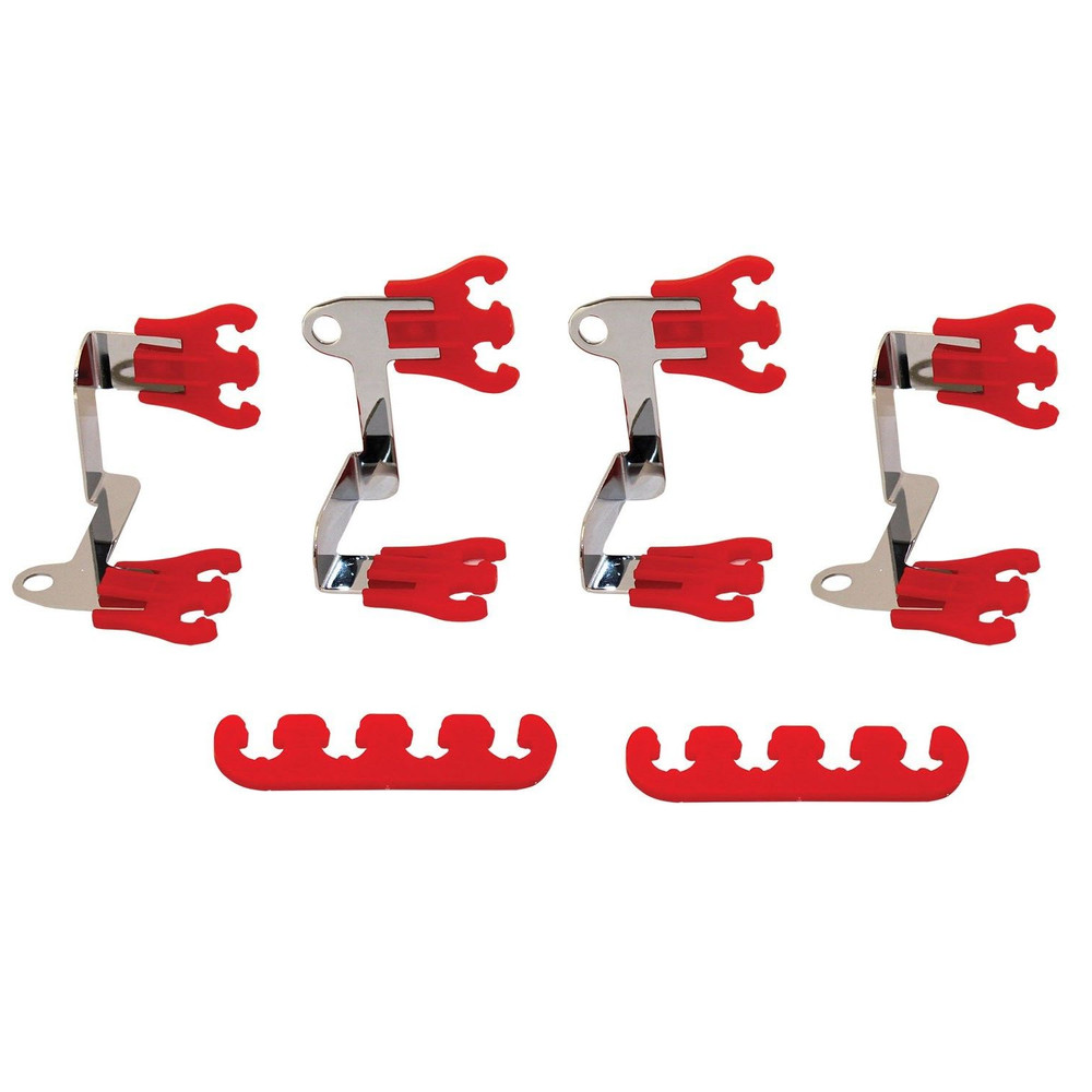 Red Chrome Universal Angled Style Spark Plug Wire Looms 7/8/9mm  Separator
