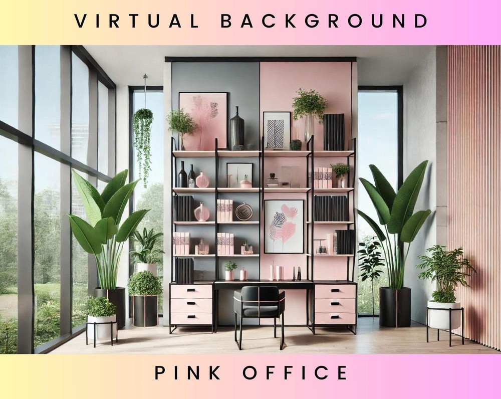 Pink Gray Office Zoom Backgrounds