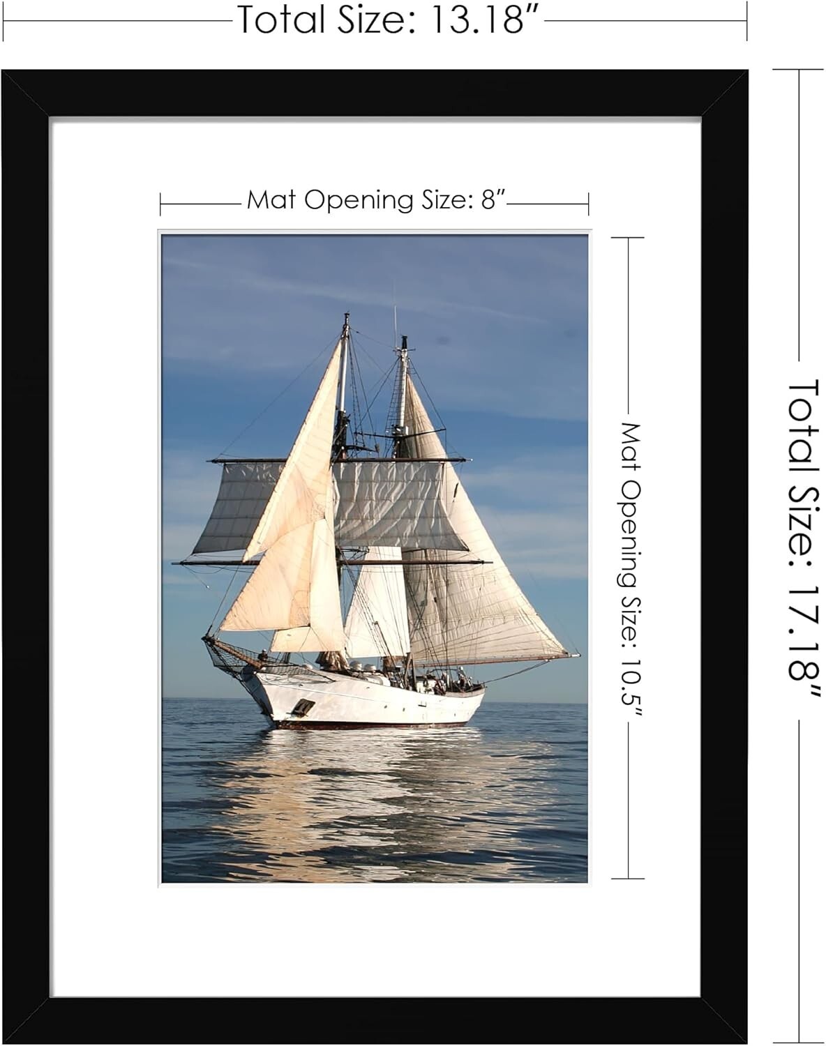 12x16 Picture Frame Black, Display Pictures 8.5x11 with Mat or 12x16 Without Mat