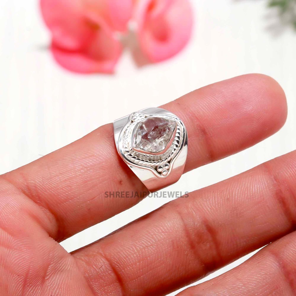 Herkimer Diamond Ring 925 Solid Silver Ring Stone Ring Boho Ring Engagement Ring
