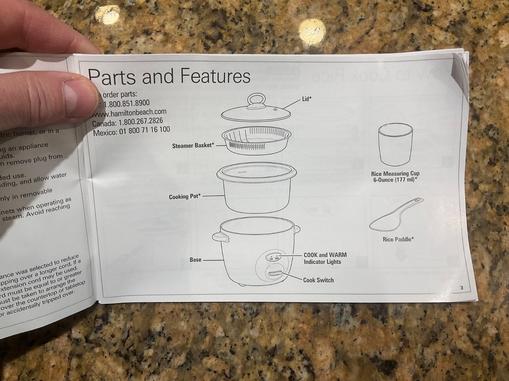 Hamilton Beach RC12 Model 37522 REPLACEMENT PART: INSTRUCTIONS MANUAL