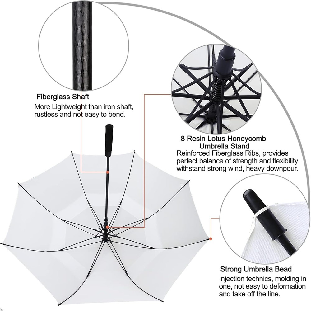 68 Inch Automatic Open Golf Umbrella Oversize Extra Large Double
