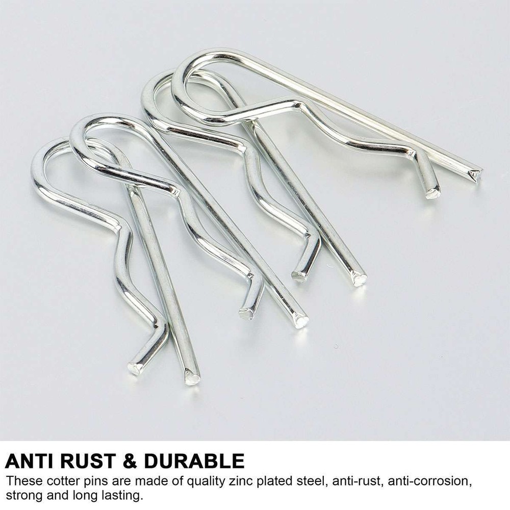 100 Pcs Cotter Pin Assortment Set 6 Sizes Grab Split Fixings Securing Lock Pins
