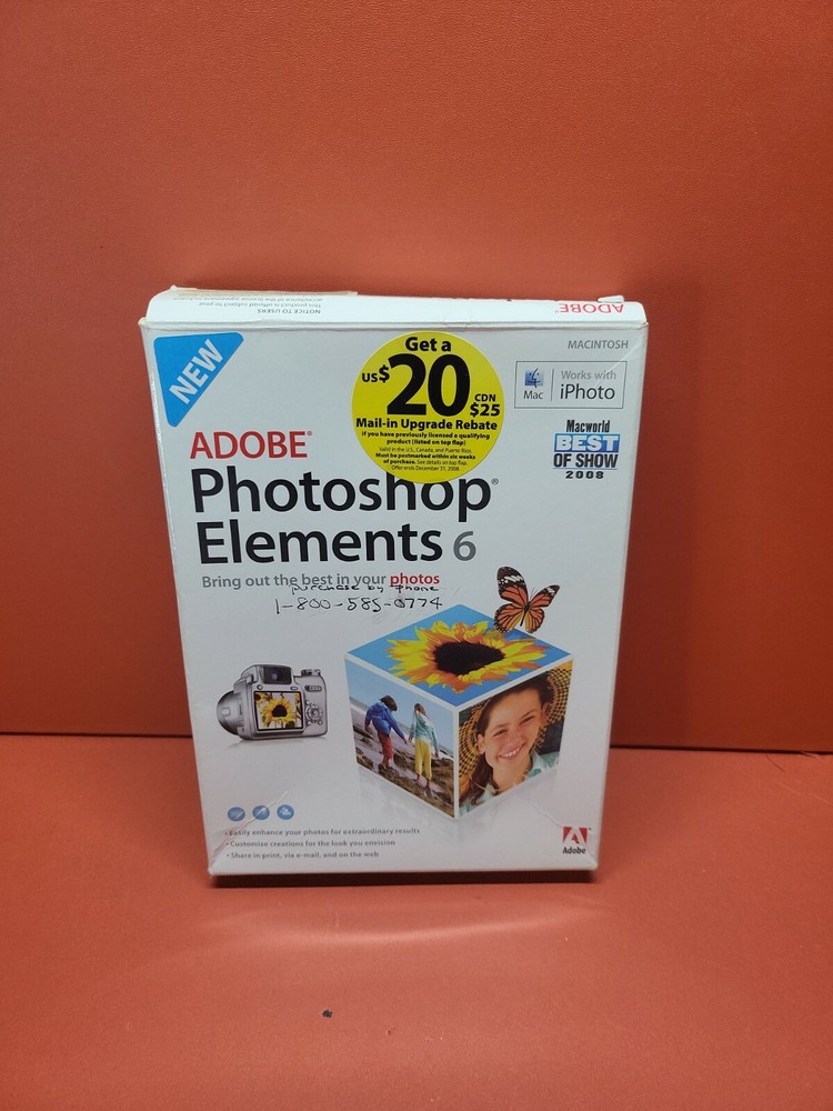 Adobe Photoshop Elements 6 (Mac, 2008) Complete In Original Box