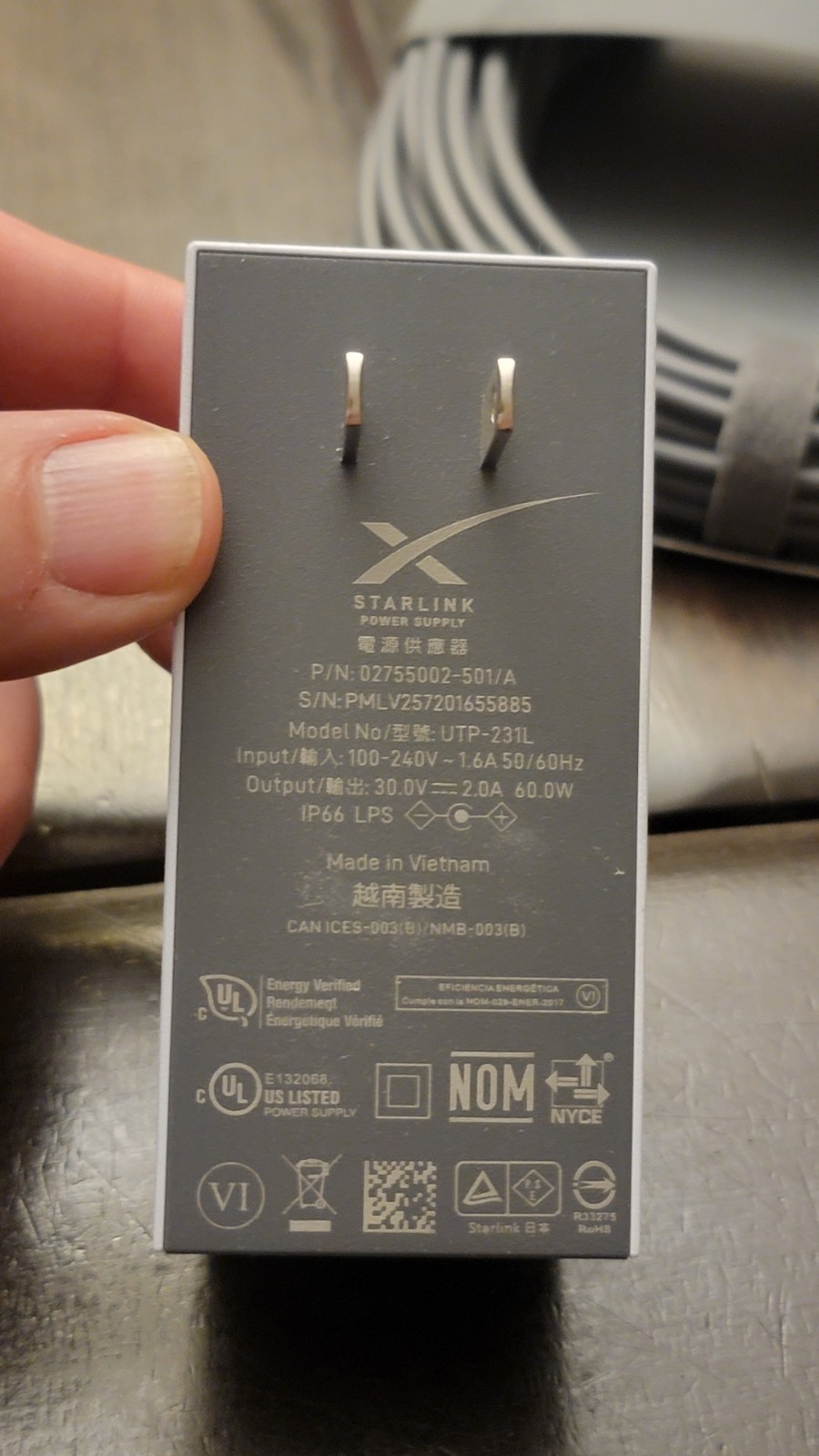 OEM Starlink Mini Power Supply 60W 30V 2A AC Adapter 100-240V With Power Cable