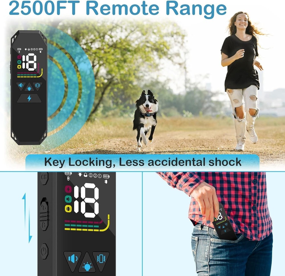 Waterproof Dog Training Collar, Remote Control, 2500FT Range, 4 Modes