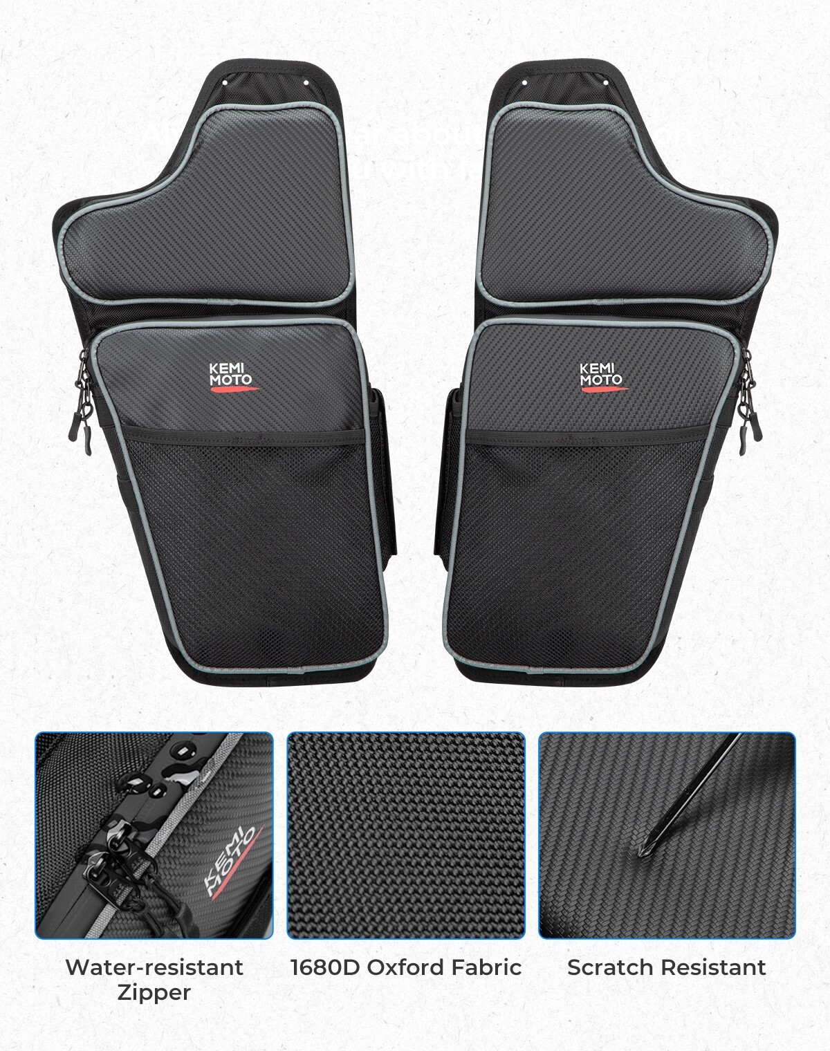 UTV Front Lower Door Bags W/Knee Pad For Polaris General 1000 / 4 1000 2016-2024