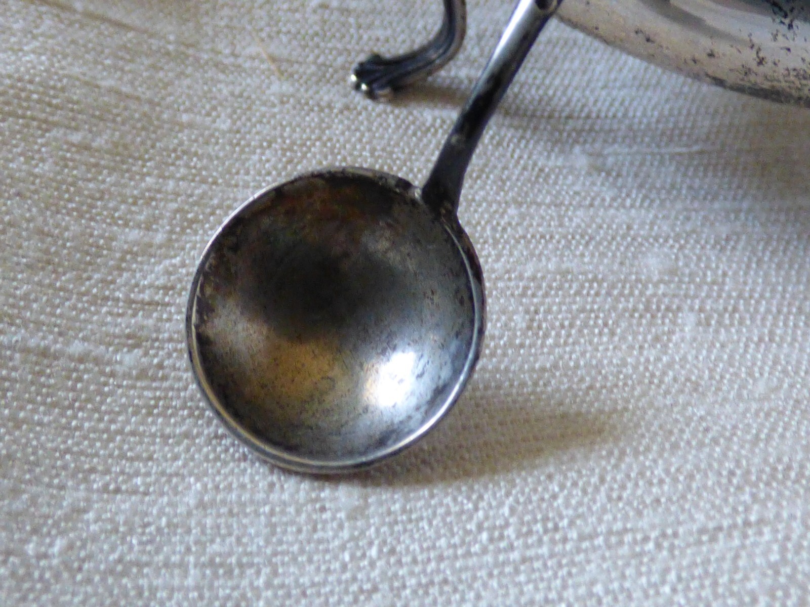 Sterling Silver Salt Cellar With Cobalt Blue Glass Liner & Spoon Webster Company