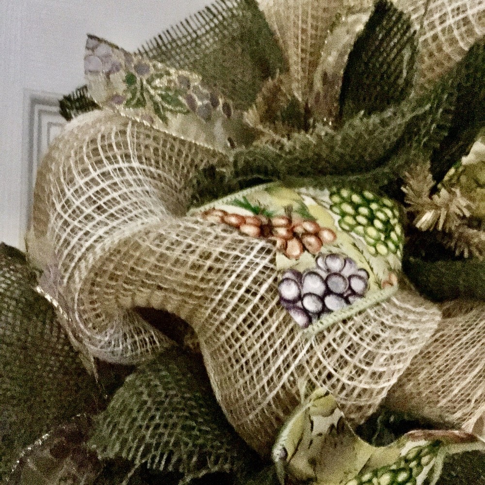 Time to Wine Down Handmade Deco Mesh Burlap Wreath