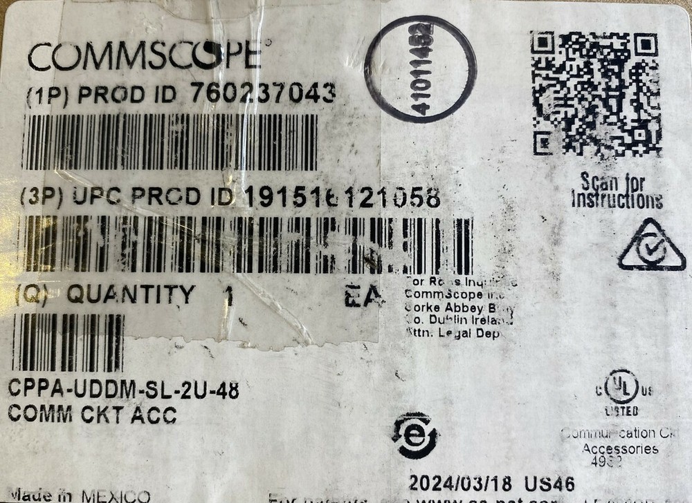 COMMSCOPE ANGLED DISCRETE SL UTP 2U 48 PORT DISTRIBUTION PATCH PANEL 760237043