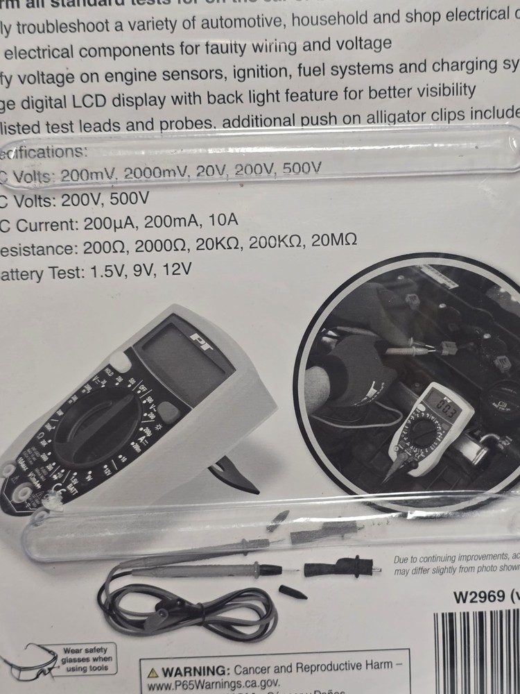 PERFORMANCE TOOL DIGITALAUTOMOTIVE MULTIMETER W2969