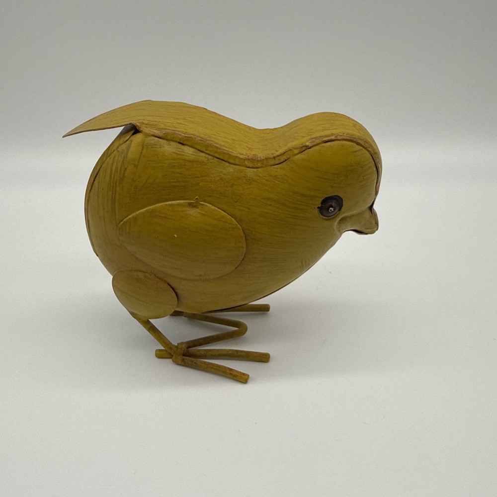 Yellow Rustic Painted Metal Decorative Chick