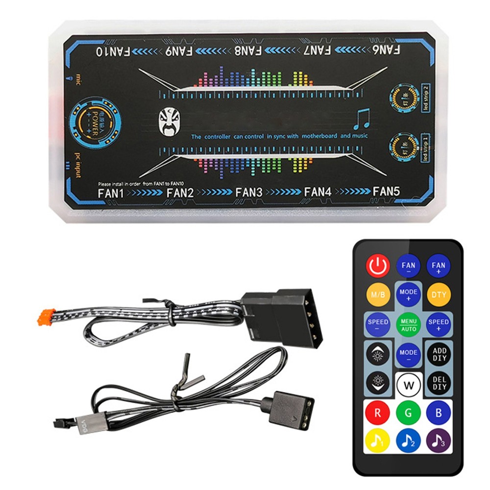 Cooling Fan Hub RGB Fan ARGB Controller Remote Control Computer Case Adapter