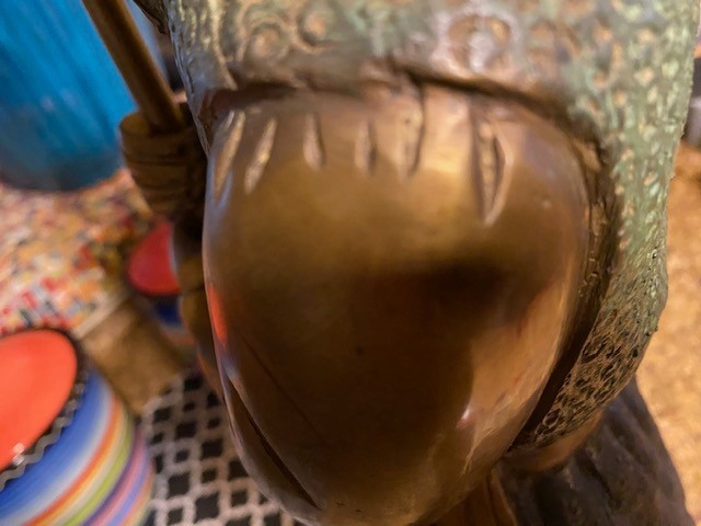 ANTIQUE BRONZE MIDDLE EASTERN COLD PAINT , NUBIAN?CANDELABRA! 16 LBS EACH!