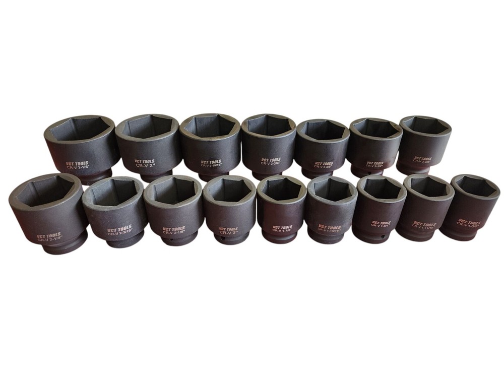 16 Pc SAE Standard Jumbo Deep Impact Socket Set 1" Drive