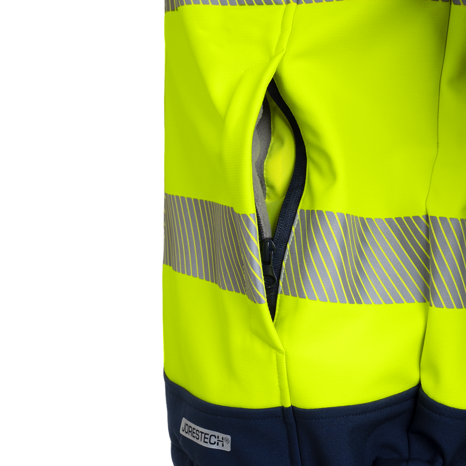 Hi-Vis Softshell Fleece Lined Safety Jacket with Reflective Strips by JORESTECH