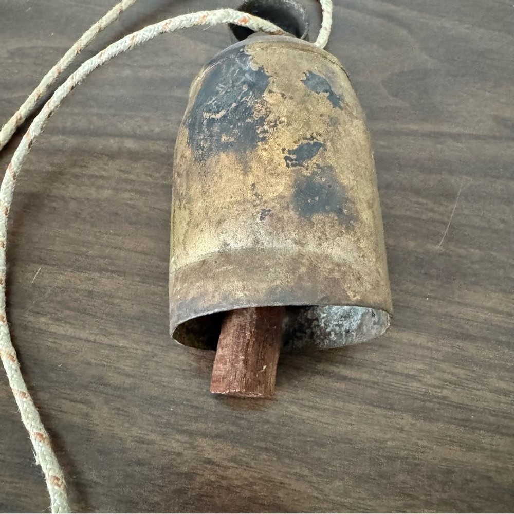 Vintage Rustic Cow Bell with Rope