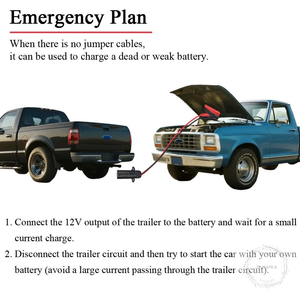 7 Way Power Access to Alligator Clips Cable 10AWG 7 Pin Trailer Plug to Crocodil