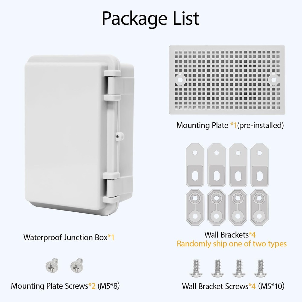Junction Box, ABS Plastic, IP65 Waterproof Dustproof Universal Electrical Enc...