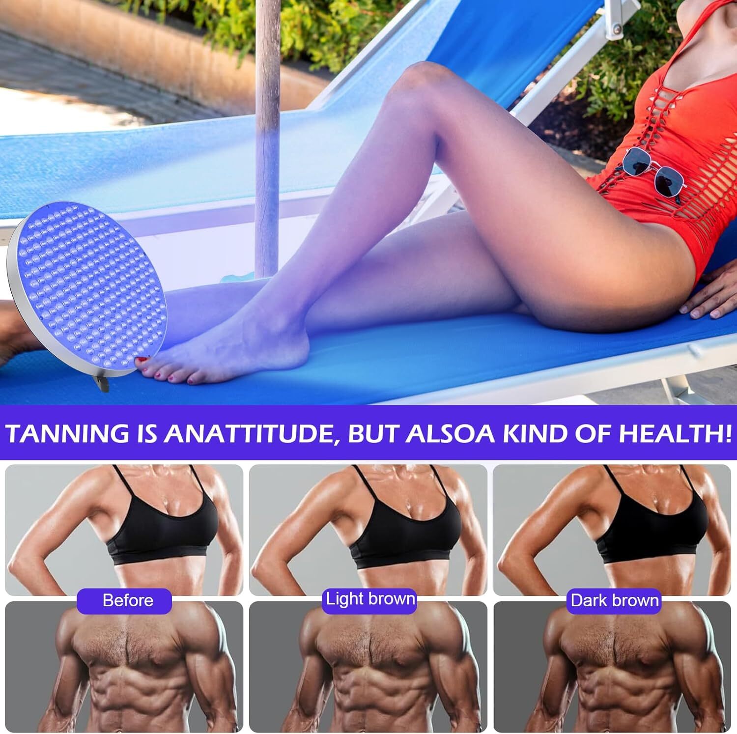 UV Beauty Tanning Light Sun Solarium Lamp Facial Body Tanner Bronzer Skin 460NM