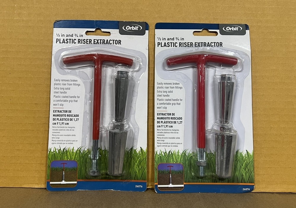 2PACK Orbit Sprinkler System 1/2" & 3/4" Plastic Riser Pipe Extractor, Fast Ship