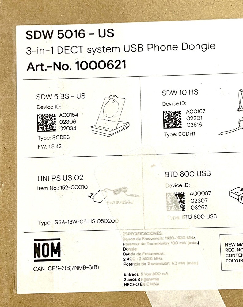 EPOS SDW 5016 - US Monaural Wireless DECT System Headset with Microphone NIB!