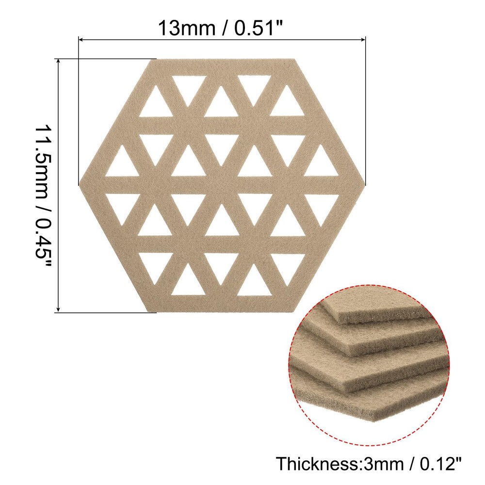 Felt Coasters 4pcs Hexagonal Tampons Coasters Beige