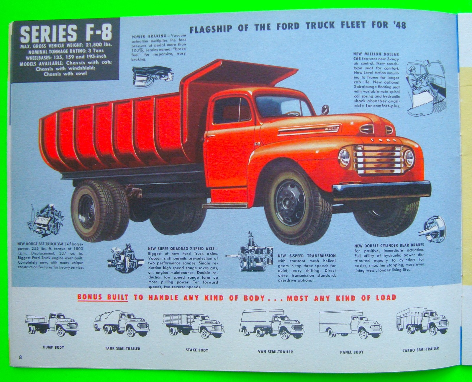 1948 FORD HEAVY-DUTY TRUCK DLX 28-pg COLOR CATALOG Brochure BIG RIG SERIES Xlnt+