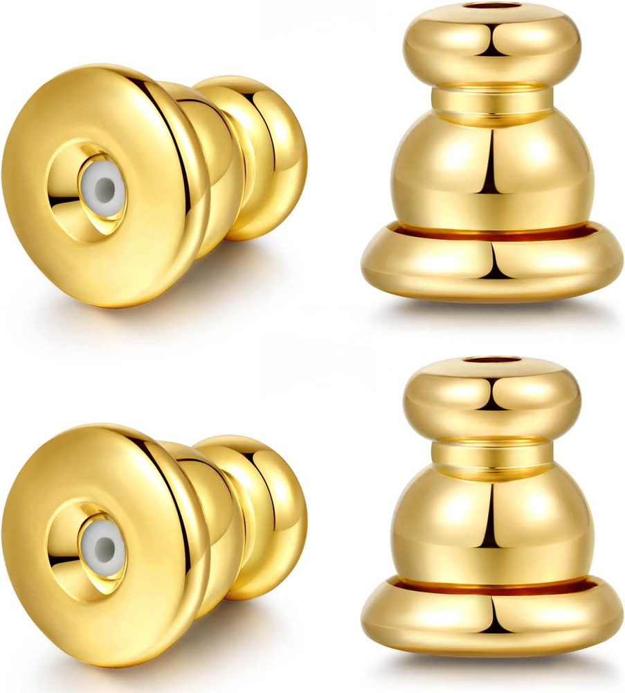 Earring Backs for Studs, 18K Gold Bullet Earring Backs Replacements for Studs/Dr